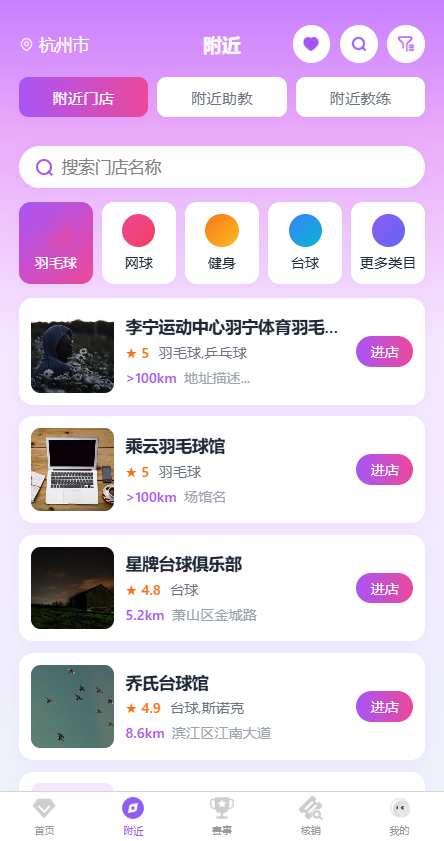 附近门店与教练
